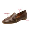 Повседневная обувь Mili-Miya осень Англия винтажная мода простая квадратная носка плоская плоская кожаная кожа
