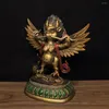 Decorative Figurines Ancient Nepalese Tibetan Pure Copper Painted Ornament Of Dapeng Golden Winged Bird Buddha Statue