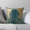 Yastık Art Deco Glamour - Teal ve Altın Atma Kapağı Polyester Yastıklar Kanepe Evde Oturma Odası Araba Koltuk Dekoru
