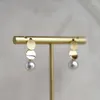 Boucles d'oreilles étalon classiques disque de mode perle pendante femme simple de bijoux géométriques perforés personnalisés