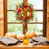 装飾的な花45cm玄関の秋の花輪秋の牡丹とザクロの花輪感謝祭の収穫祭の家の装飾