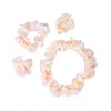 Flores decorativas 4pcs/ conjunto Bracelets de colar de les havaianos de flor de seda com babados de seda