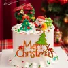 5pcs Bougies Vente chaude Décoration de gâteau de Noël Circle d'herbe de Noël Feuilles de neige du Père Noël Claus Décoration des wapitis