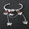 Party Supplies Exquisite Luxury Peach Blossom Bracelet Three Five Butterfly Adjustable Bracelets Red Gemstone Pendant Accessories