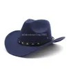 Hat Fedora en laine pour femmes hommes courbés rainure western cowboy chapeau de jazz casquette de mariage de mariage