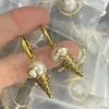 Fashion Hoop Gold Diamond Pearl Dangle Earrings Women Luxury Designer Jewelry LettersIce cream Earrings Party Gifts