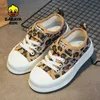 Sneakers Babaya Childrens Canvas Shoes Girls Casual Sports Shoes Breathable 2023 Spring Leopard Print Boys Shoes Baby Shoes d240513