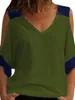 Dames t shirts patchwork koude schouder t-shirt 5xl tops v-neck halve mouw vrouwelijke tee shirt zomer casual voor vrouwen