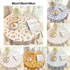 Table Cloth Round Tablecloth PVC Waterproof Tabletop Cover Flower Print Kitchen Garden Dining Tableware Wedding Party Supplies