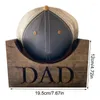 Hooks Baseball Hat Box Storage Wood With DAD Carved Wooden Stylish Display Rack ForBedroom Desktop