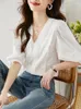 Blouses pour femmes Fashion Elegant Casual Blouse for Women Short Shirt Shirt Summer Office en V V 2024