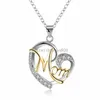 S925 Solid Sterling Silber Anhänger Halskette Frauen Ich liebe dich Mutter Herzkristall Halskette für Muttertags Geschenk Weihnachtsschmuck