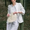 Style de vestes pour femmes Coton et tempérament de lin Small Blazer Femmes Elegant Top Top Literary Chinese Stand Collar