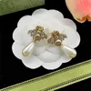 Women's Designer Earrings Fashion Luxury Double Flower All Beige Agate Clover Earrings Brand Luxury Earrings Jewelry