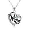 S925 Solid Sterling Silber Anhänger Halskette Frauen Ich liebe dich Mutter Herzkristall Halskette für Muttertags Geschenk Weihnachtsschmuck