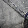 Mäns jeans Purple High Street Vintage Spotted Indigo Coated Mid Rise Slim Snow Wash Quality Drop 009