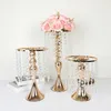 Metall smidesjärn Kristallblomma Vase Candle Holder Candlestick Plant Pot Wedding Party Home Table Centerpiece Decor 240429