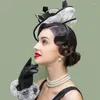 Berets Vintage Schwarze Hochzeit Brauthüte für Frauen Federn Faszinatoren mit Haarnadel 2024 Party Haarzubehör