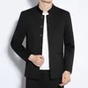 Men's Suits Stylish Clothing Mens Black Mandarin Collar Blazer Jackets For Big Size Zhongshan Chinese Fashion Husband