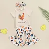 Ensembles de vêtements Toddler Baby Girl Farm Farfit Ferme Range Free Courte Crewneck T-shirt Poulet Pantalage Fared Pant