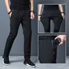 Men's Pants Ice Silk 2024 Summer Black Gray Thin Business Casual Outdoor Elastic Breathable Straight Leg Sweatpants