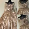 Sparkly Ball Wedding Dresses Appliques Sequins Beads Sleeves Satin Court Gown Zipper Bridal Customized Robe De special