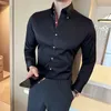 Koszulki męskie Koszulki Koreańska Slim Slim Long Slve Modna osobowość swoboda Wysoka szyja Solidna koszula męska