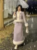 Robe en deux pièces lnskdg jupe d'hiver pour l'automne violet costume de femme à la mode
