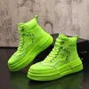 Chaussures décontractées Fashion Cuir Men High Tops Sneakers Hip Hop Hauteur augmentant Chaussure Homme