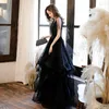 Sukienki imprezowe długie czarne rozszerzone rękaw Lady Girl Sukienka