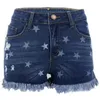 Kobiety Summer Sexy Print Tassel Denim Krótkie dżinsy Niebieskie swobodne dziura o wysokiej talii Szorki Spodenki Plus Dżinsowe spodenki Y2K Lady 240514