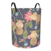 Sacs à linge Singes de dessin animé sale avec fleurs Vêtements pliants Bodet Bodet Home Terproof Organisateur