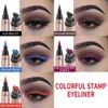 QIC Qini Renk Mührü Çift Kafa Üçgen Kanat Göz Kalemi Kalem 5 Renk Eyeliner Damgası