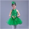 Portez des filles ballet danse robe ballerine pour enfants gymnastique juge de gymnastique compétition verte de tutu en tout-petit dansant dance de dhalf