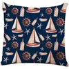Pillow Marine Pattern Throw Cover Sailboat Wheel Lantern Boat Bottle Sea Star Ocean Home Decor Pillowcase