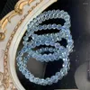 Bracelets de liaison 7 mm Natural Blue Topaz Bracelet Fashion Crystal Quartz Bijoux de pierres précieuses Reiki Guérison Cadeau pour les femmes 1pcs