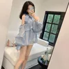 Women's Blouses Summer Korean Style Off Shoulder Lace Up Chiffon Shirts Women Tops High End Long Sleeve Loose Ruffle Clothing