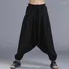 Etniska kläder Summer Men's Casual Pants Chinese Traditionell Martial Arts Performance Korean Fashion Harem Trend Linne