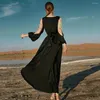 Casual jurken Elegante vrouwen zwarte lange jurk Ramadan kleren Dubai Lantern Mouw Jurk Islamitische moslim Kaftan Abaya Party Vestidos