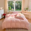 Korean Princess Seersucker Bedding Set Duvet Cover Flat Sheets Pillowcase Bed Sheet Soft Comforter Linens 240430