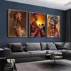 Pintura de lona de mulher africana, lindas mulheres negras de arte de parede, sala de estar moderna, imagem estética interior para decoração de casa sem enquadrado