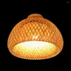 Taklampor retro bambu vävd lampa täcker lampskärmsdekor tillbehör (utan glödlampa)