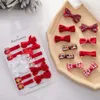 Accessoires de cheveux 10pcs / lot Noël Baby Girls Clips Hair Clips Ruban Santa Claus Gift Choques arbre Resin Bows Bows de danse Party Dance Party