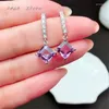 Stud Earrings Classic Style 925 Silver Inlaid Natural Amethyst Women's Jewelry Simple And Elegant Design