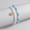 Anklets Ocean Wind Contrast Kolor Rice Pearl stop Shell Wiselant Women's stopy łańcuch 2-częściowy zestaw