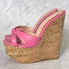 Sukeia Handmade Women Summer Plateforme Mules Sandals Corèges High Talons Round Toe Gold Nude Party Shoes Ladies US plus taille 4-16