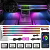 Lumières décoratives LED LED acrylique Lumières ambiantes Kits App Remote Contrôle coloré Auto Intérieur Accessoires décoratifs 64 RVB LAMPS NEON 14 IN 1 T240509