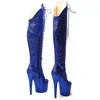 Boots Leecabe 17CM/7inches Shiny Pole Dancing Shoes Chunky Platform High Party Knee 5B