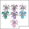 Charms Charms Wholesale Crystal Heart Sier Color Snap Button Women Jewelry Findings Rhinestone 18Mm Metal Snaps Buttons Diy Brace Ffsh Dh2Tw