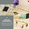 Opslagflessen Kar Golden Mini Shopping Beauty Sponge Holder Trolley Toy Ornamens Carts Iron Delicate Child